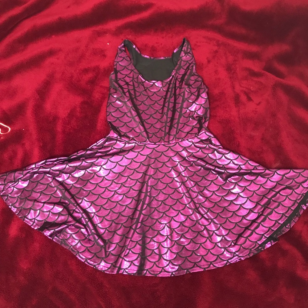 Shiny Polyester Purple Mermaid Scales Dress